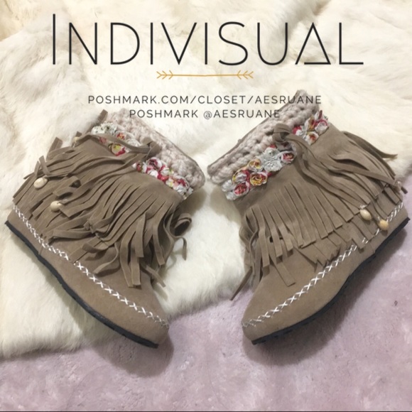 BOHO LACEY ROSE FLORAL MOCCASINS BOOTIES - Picture 8 of 8